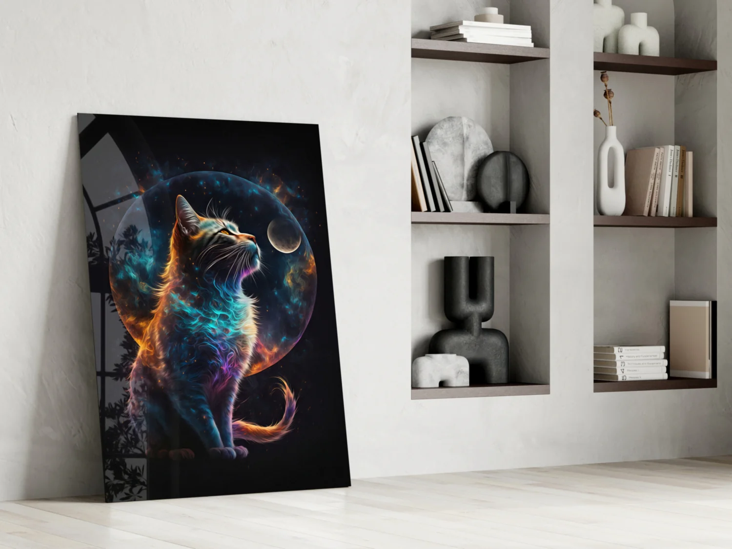 Moon Cat Glass Wall Art  || Designer Collection - Image 7