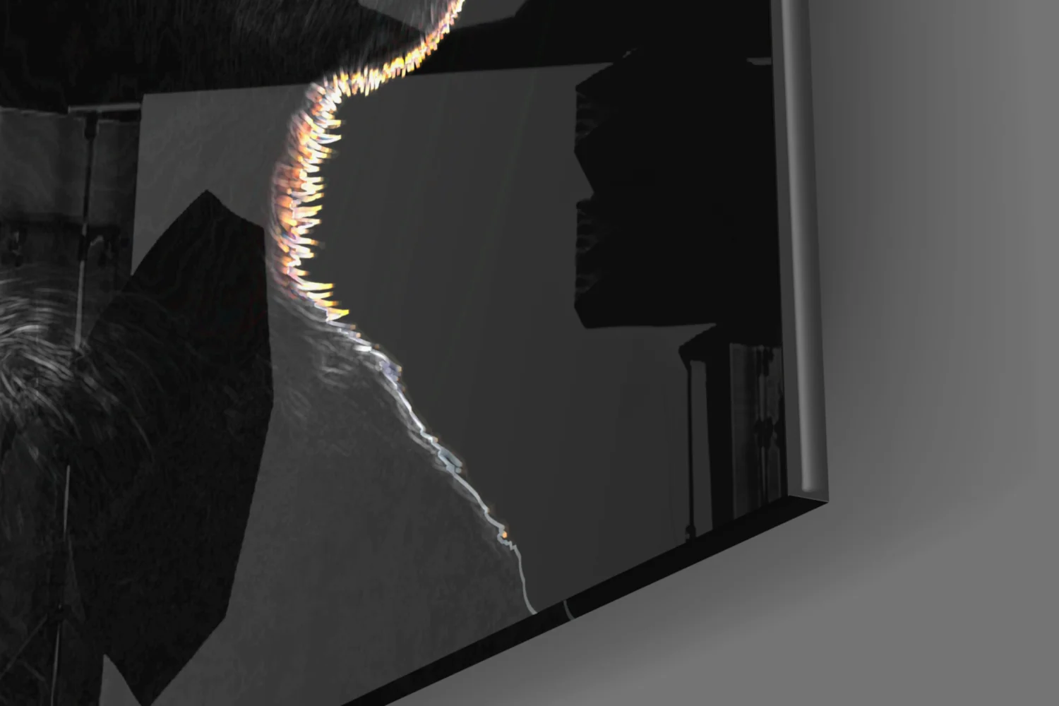 3 Wise Monkeys - Neon Lines Glass Wall Art  || Designer Collection - Image 8