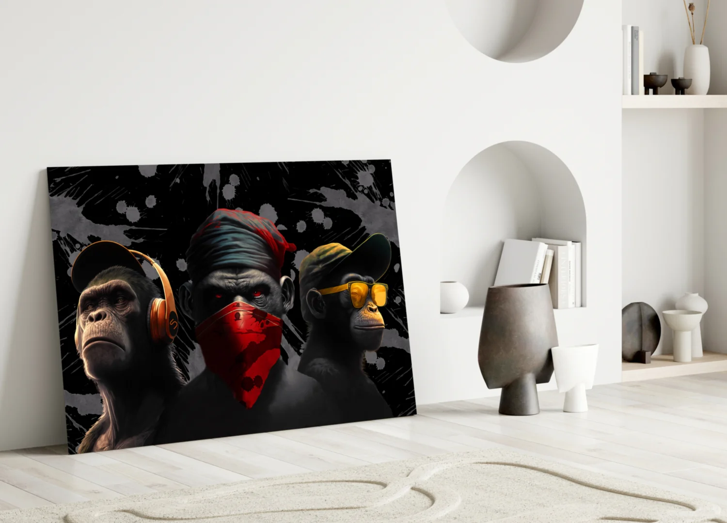 3 Wise Monkeys Glass Wall Art  || Designer Collection - Image 4
