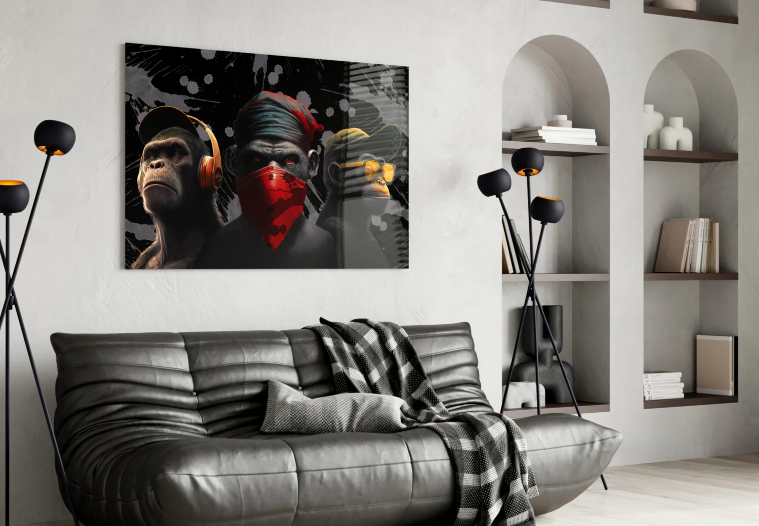 3 Wise Monkeys Glass Wall Art  || Designer Collection - Image 5