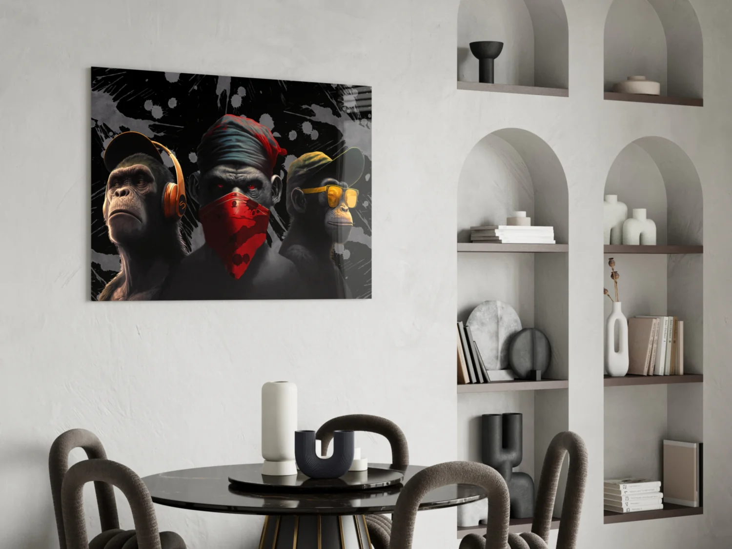 3 Wise Monkeys Glass Wall Art  || Designer Collection - Image 6
