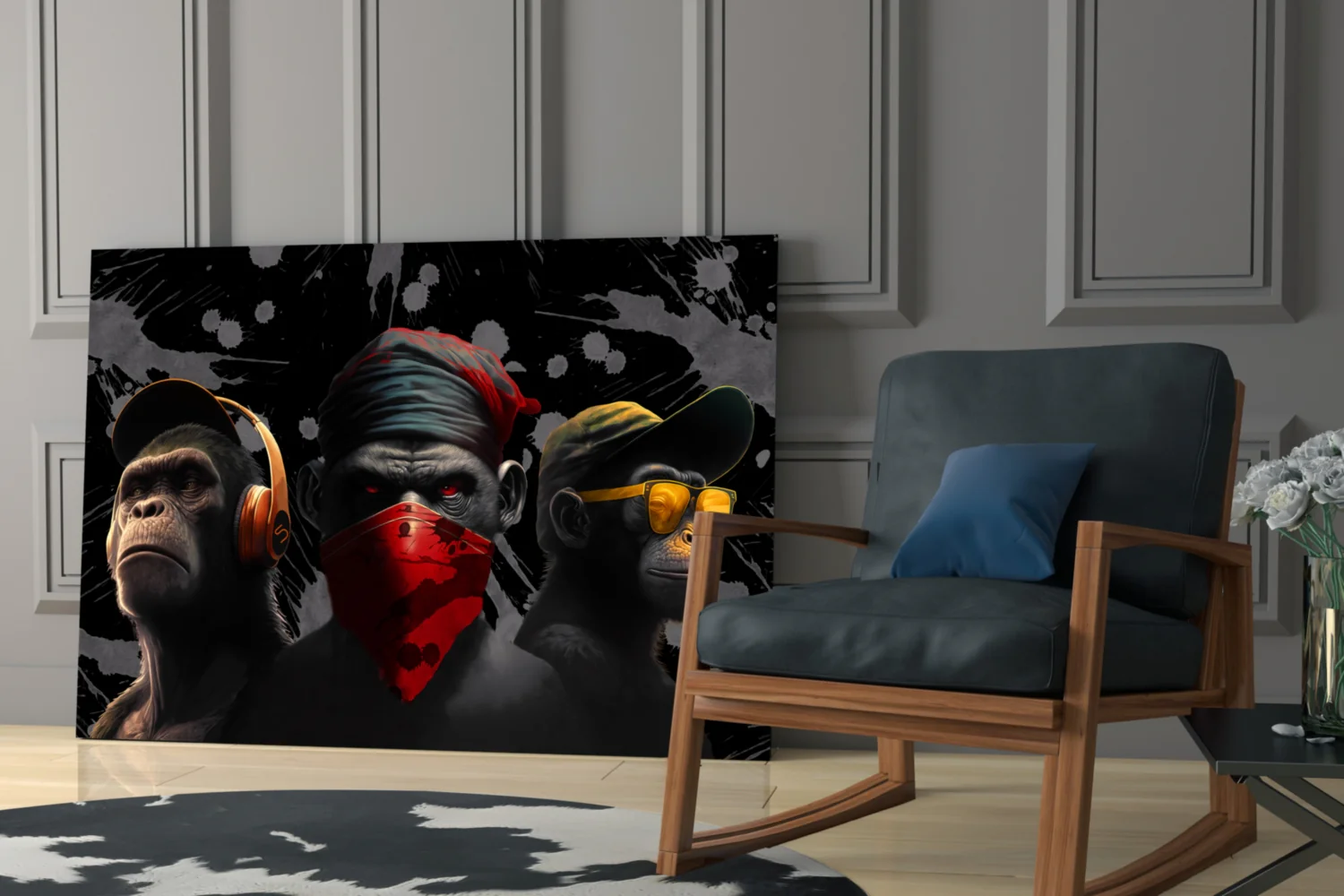 3 Wise Monkeys Glass Wall Art  || Designer Collection - Image 7