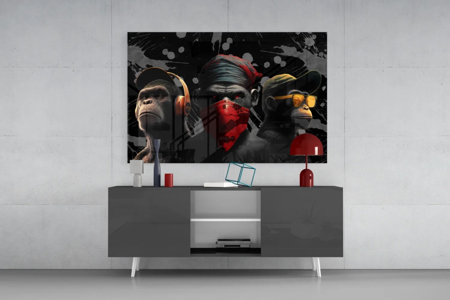 3 Wise Monkeys Glass Wall Art  || Designer Collection - Image 9