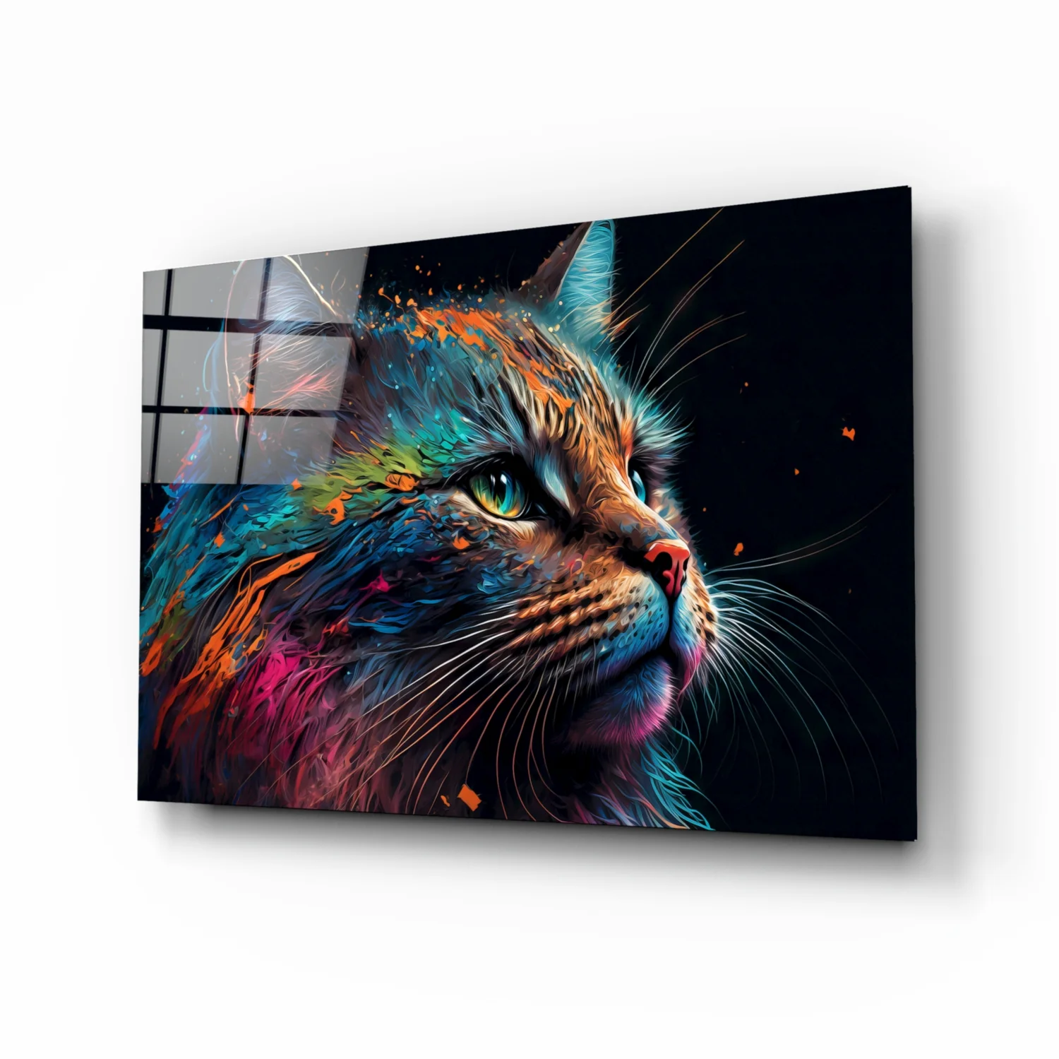Colorful Cat Glass Wall Art || Designers Collection - Image 2