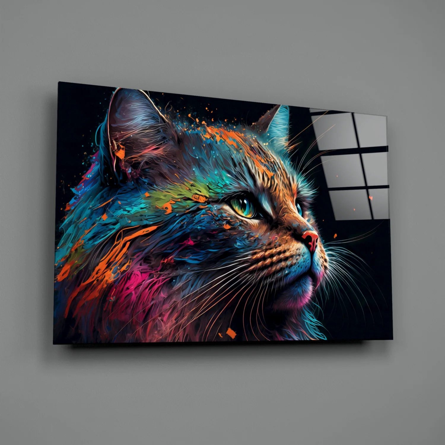 Colorful Cat Glass Wall Art || Designers Collection - Image 3