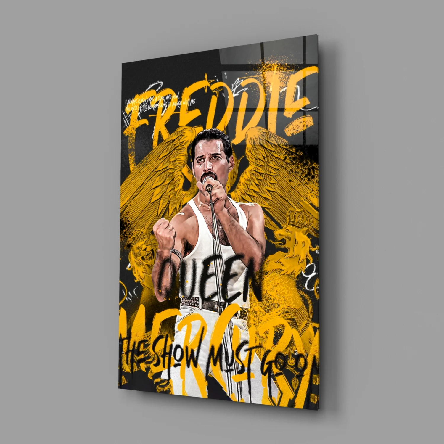 Freddie Mercury, The Queen Glass Wall Art || Designer Collection - Image 2