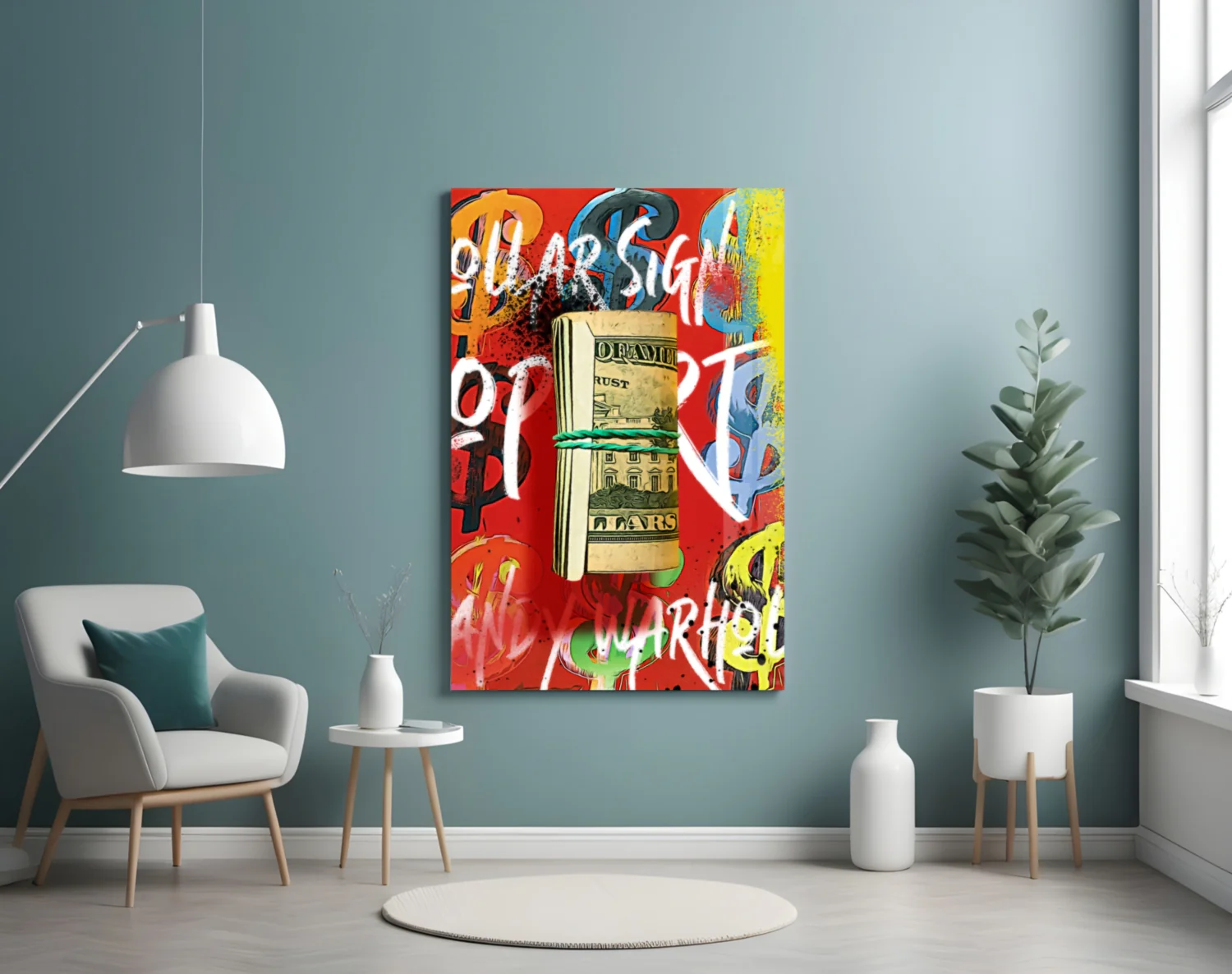 Andy Warhol and Bankroll Glass Wall Art || Designer Collection - Image 4
