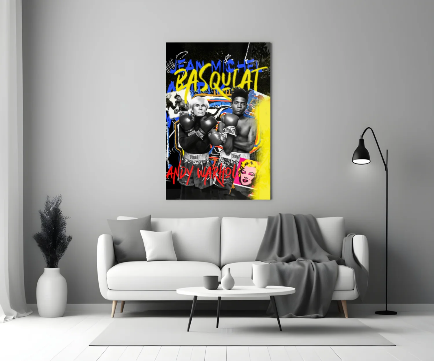 Andy Warhol vs Jean-Michel Basquiat Glass Wall Art || Designer Collection - Image 3