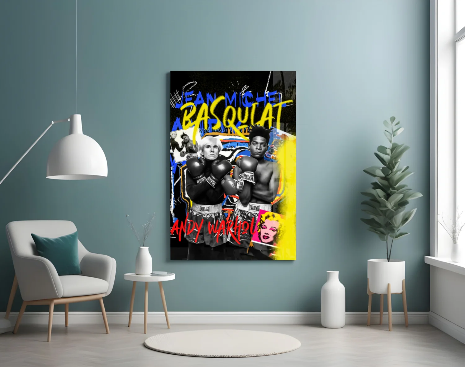 Andy Warhol vs Jean-Michel Basquiat Glass Wall Art || Designer Collection - Image 4