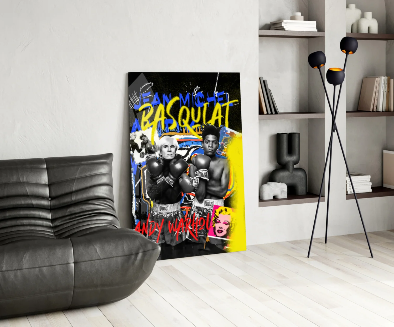 Andy Warhol vs Jean-Michel Basquiat Glass Wall Art || Designer Collection - Image 5