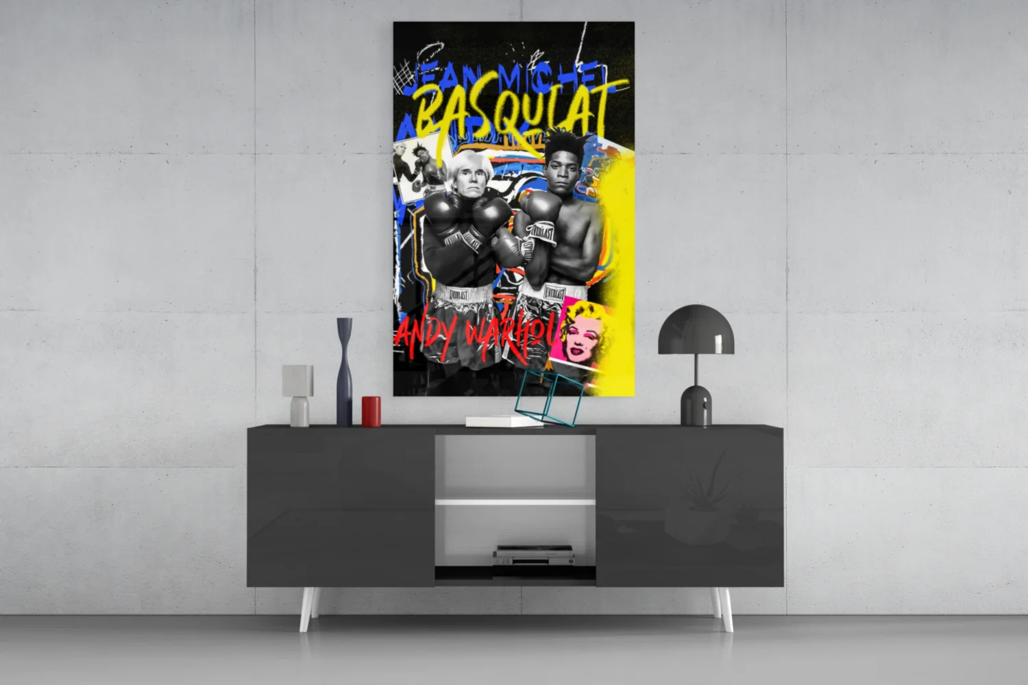 Andy Warhol vs Jean-Michel Basquiat Glass Wall Art || Designer Collection - Image 8
