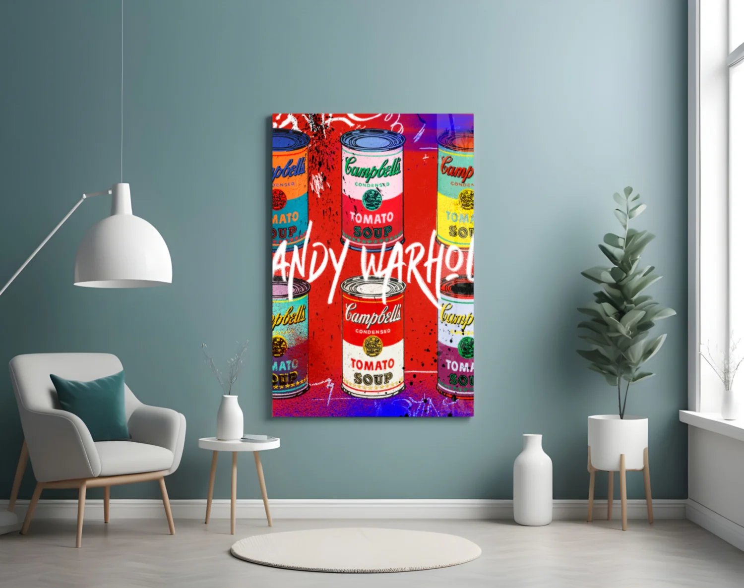 Andy Warhol and Cans Glass Wall Art || Designer Collection - Image 4