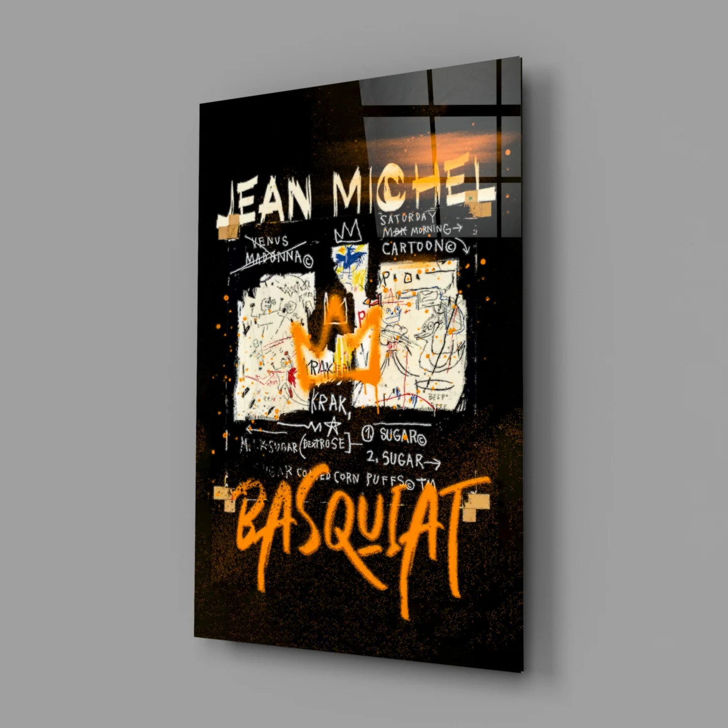 Style of Jean-Michel Basquiat Glass Wall Art || Designer Collection - Image 2