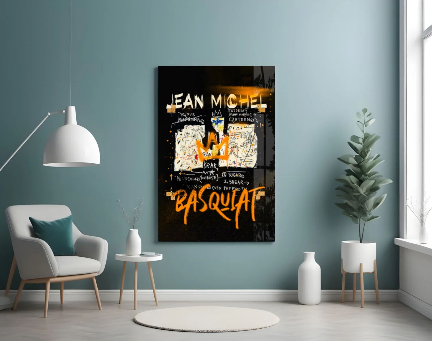 Style of Jean-Michel Basquiat Glass Wall Art || Designer Collection - Image 4