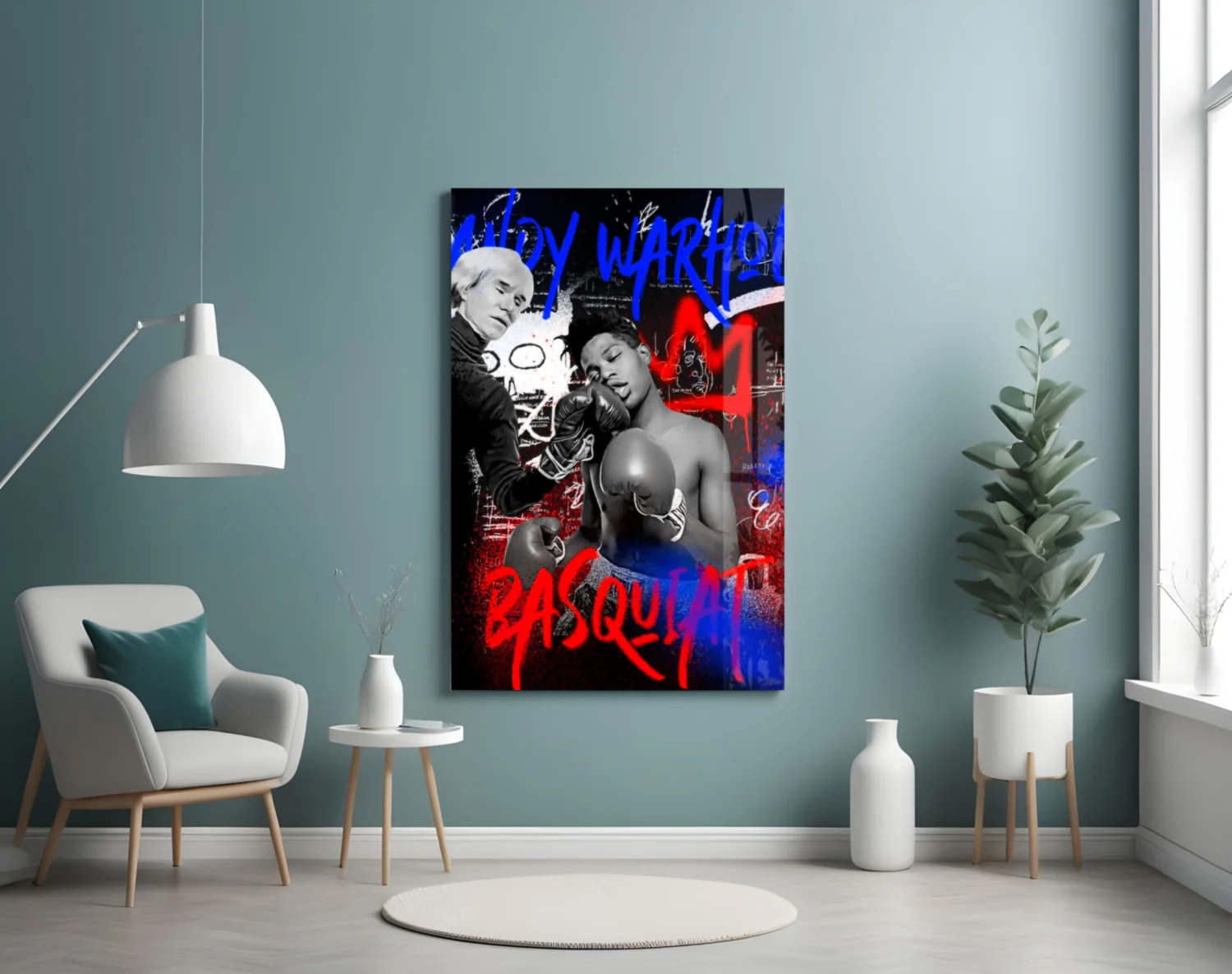 Andy Warhol vs Jean-Michel Basquiat Glass Wall Art || Designer Collection - Image 4