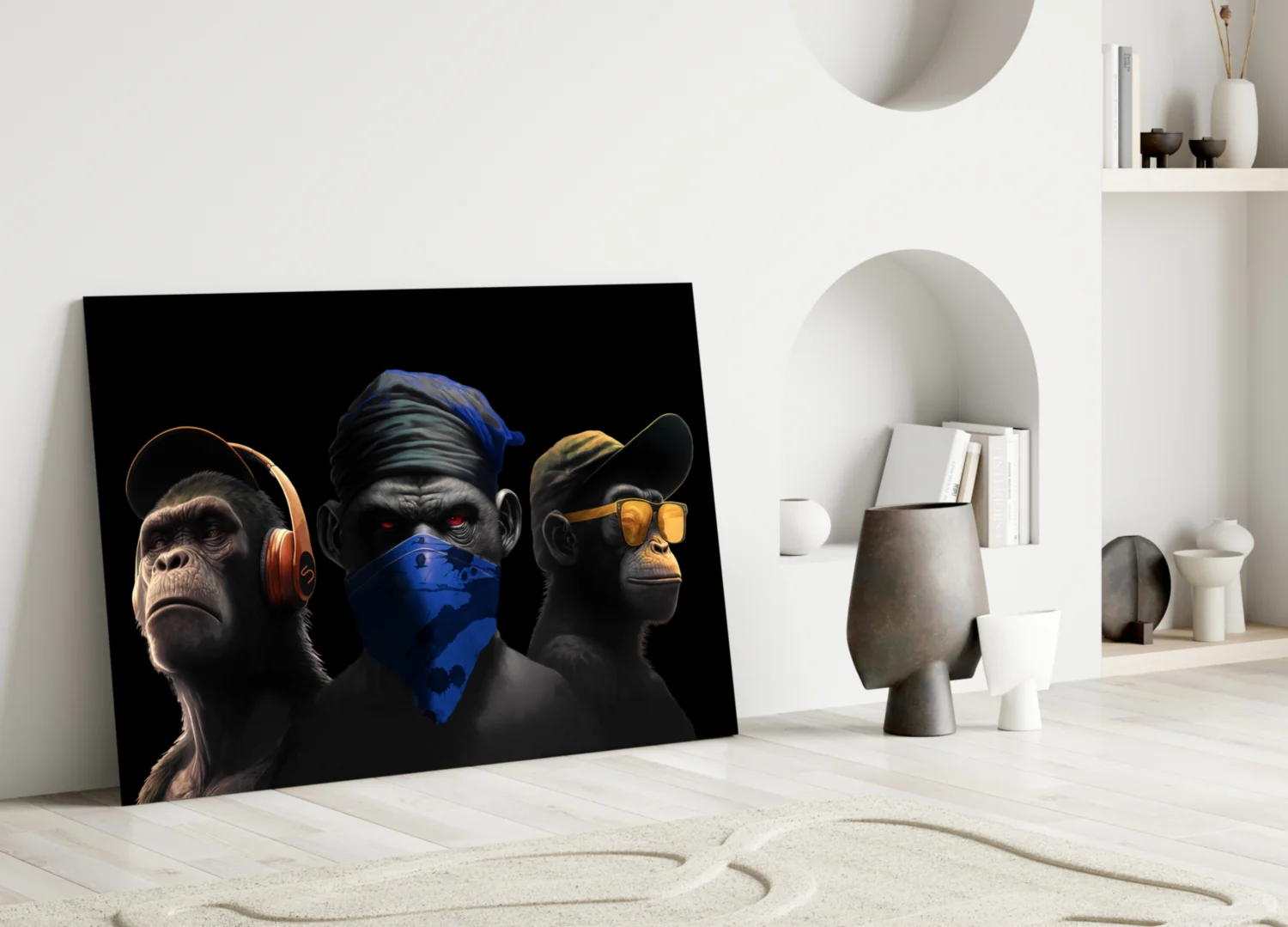 3 Wise Monkeys Glass Wall Art || Designer Collection - Image 3