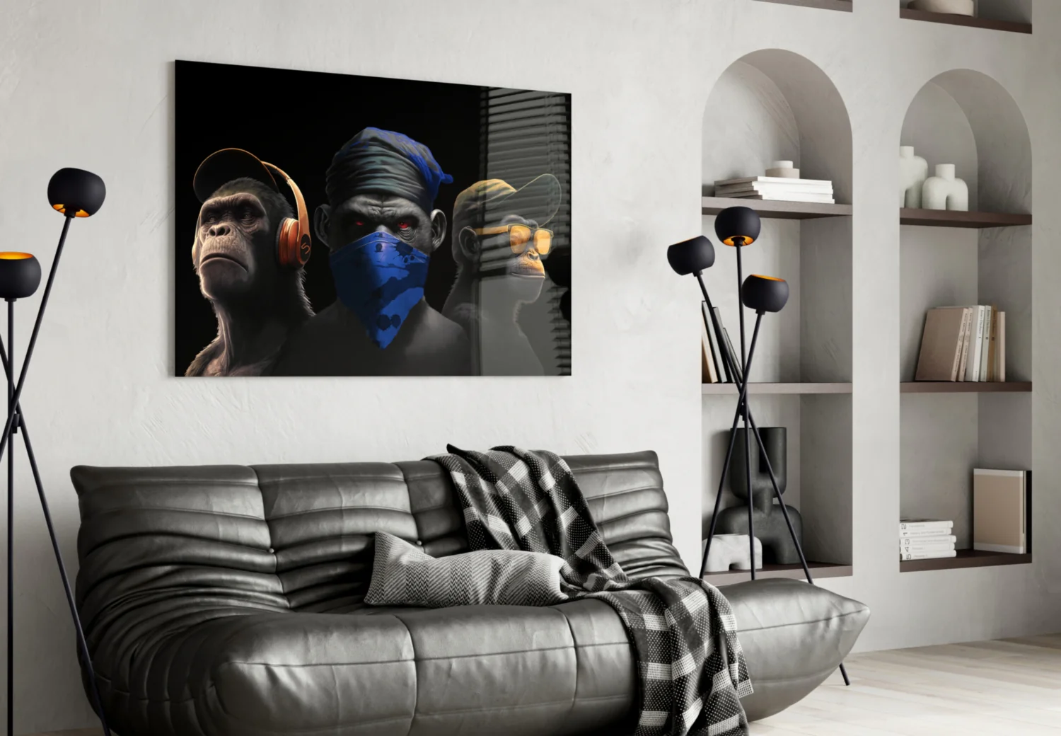 3 Wise Monkeys Glass Wall Art || Designer Collection - Image 4