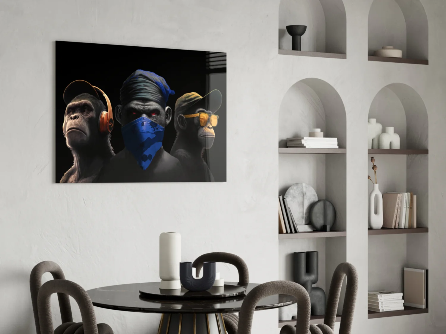 3 Wise Monkeys Glass Wall Art || Designer Collection - Image 5