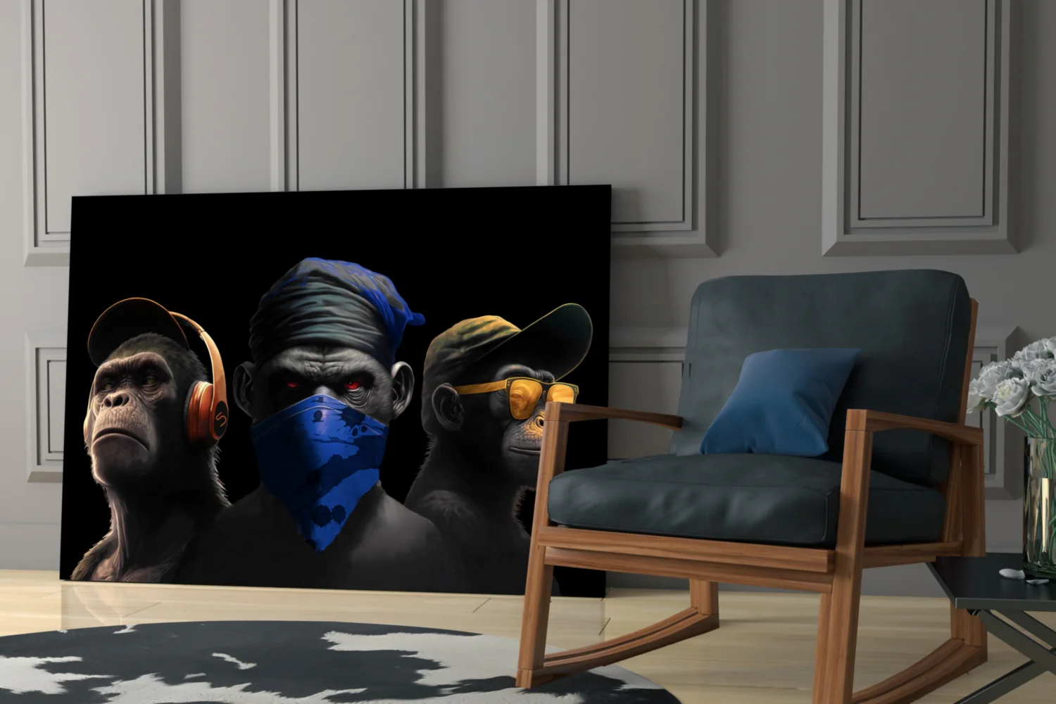 3 Wise Monkeys Glass Wall Art || Designer Collection - Image 6