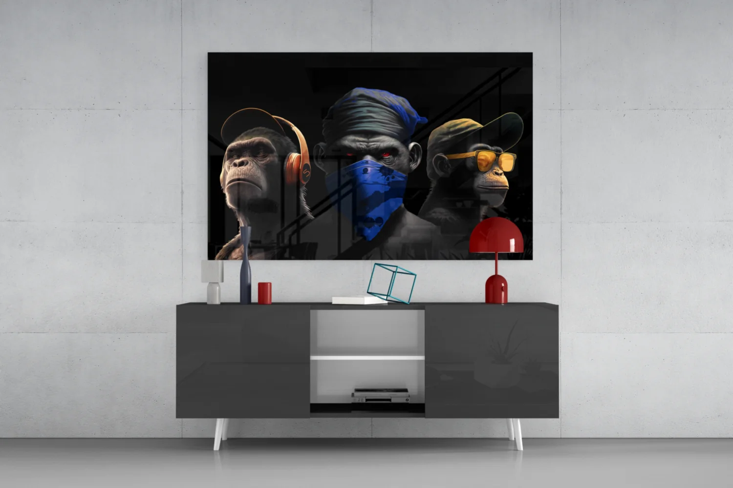 3 Wise Monkeys Glass Wall Art || Designer Collection - Image 8
