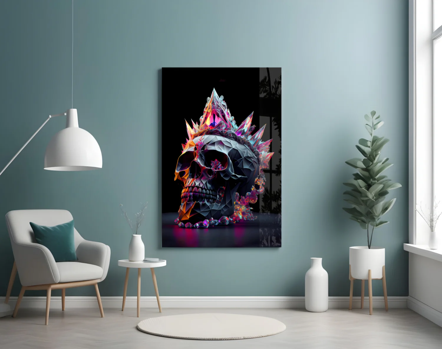 Diamond Skull Glass Wall Art || Designers Collection - Image 4
