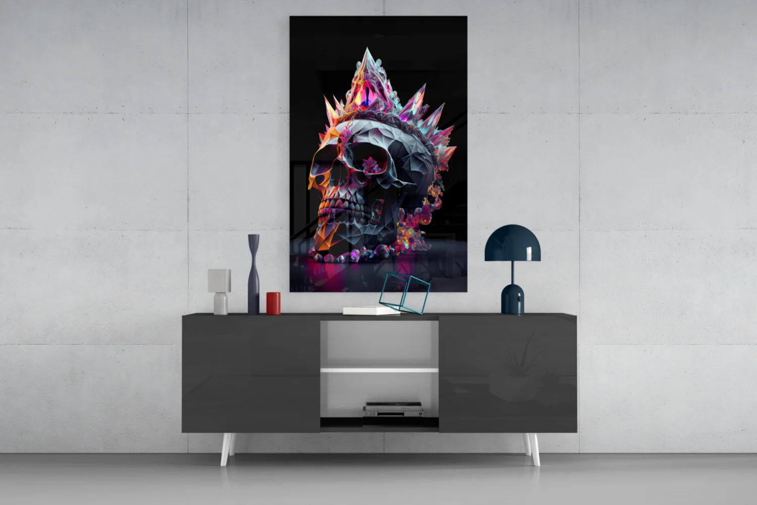 Diamond Skull Glass Wall Art || Designers Collection - Image 8