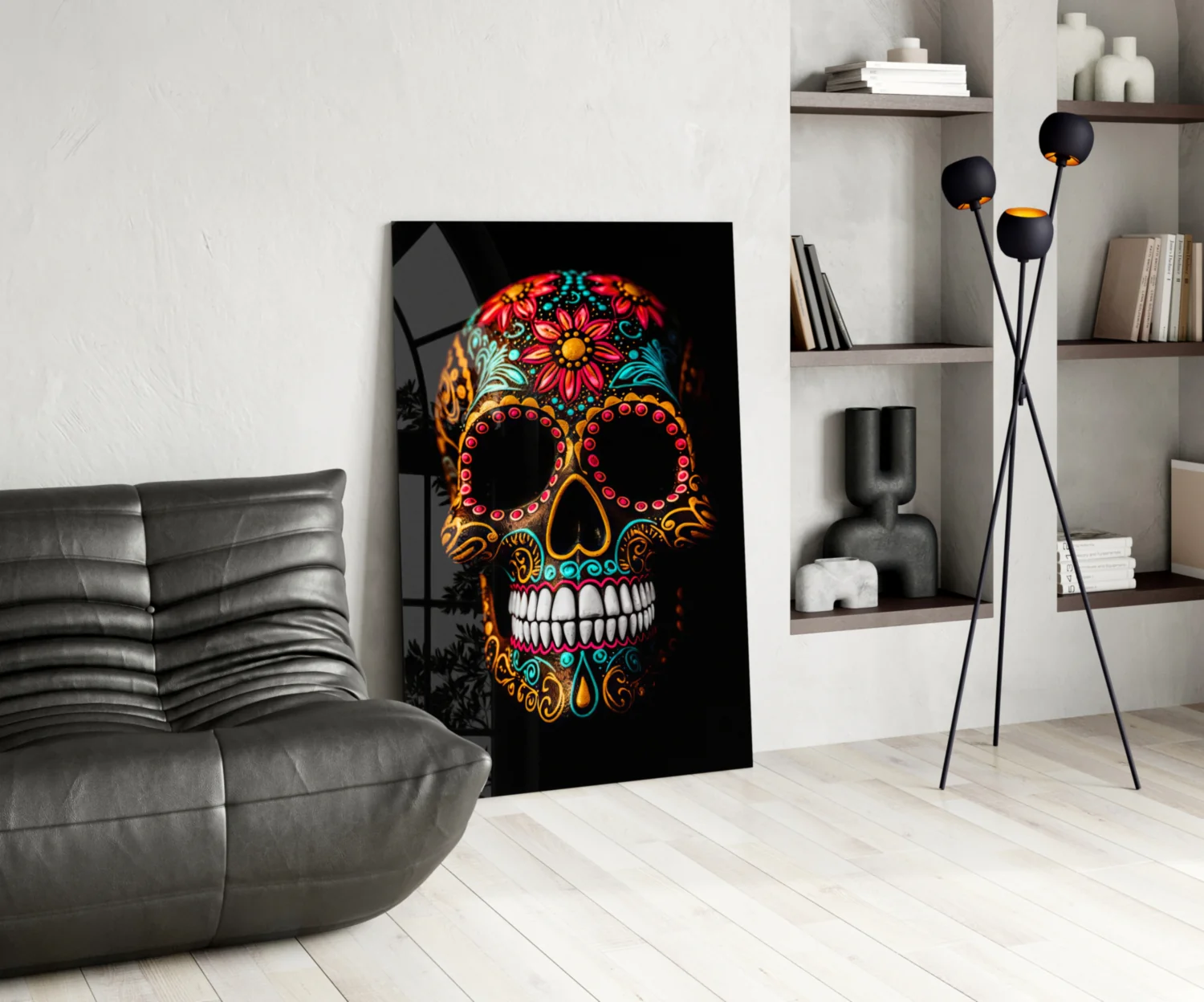 Flowery Skull Glass Wall Art || Designer Collection - Image 5