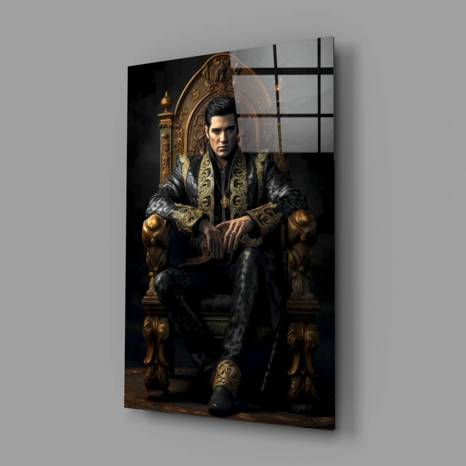Elvis Presley in the Throne Glass Wall Art || Designer's Collection - Image 2