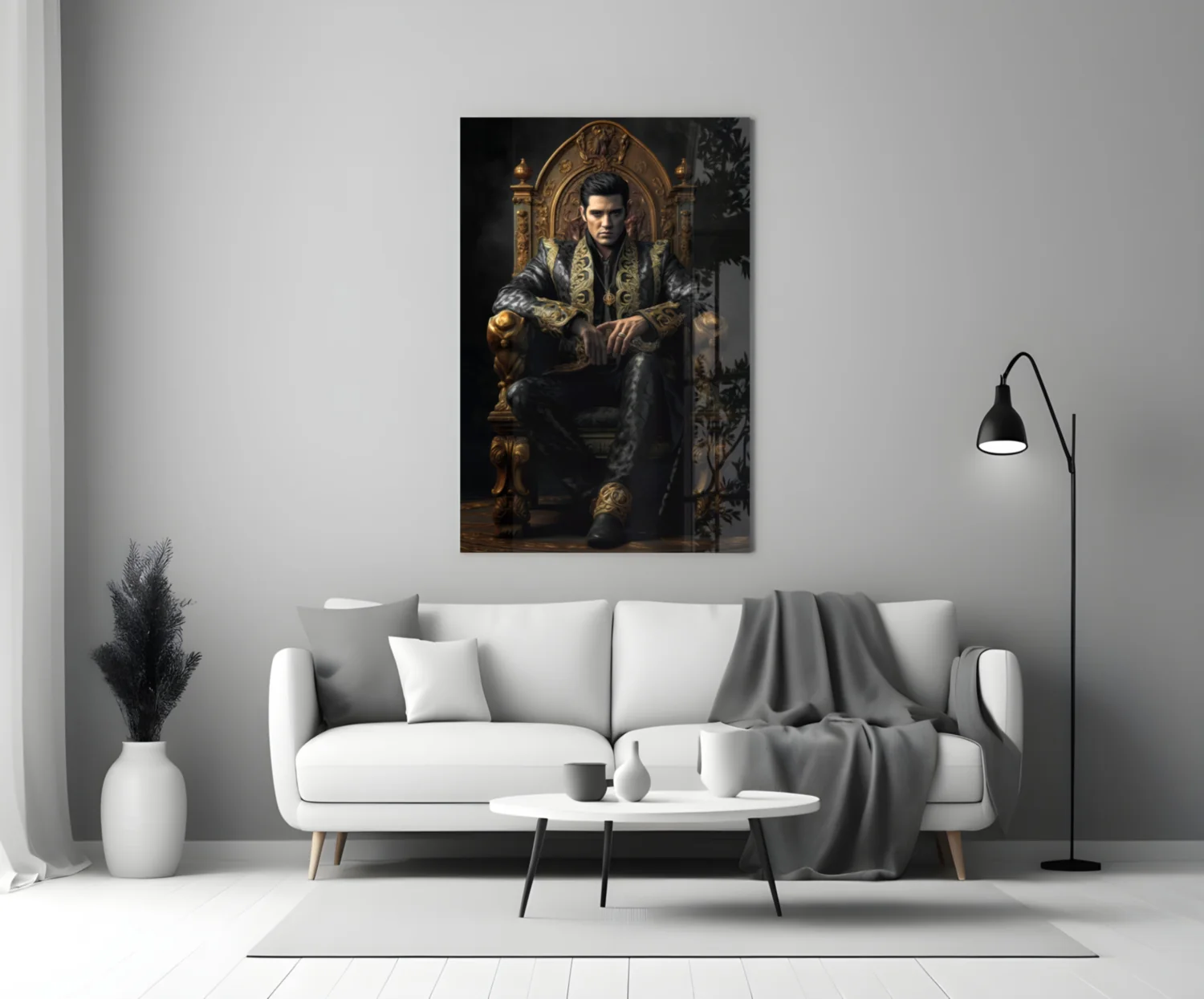 Elvis Presley in the Throne Glass Wall Art || Designer's Collection - Image 3