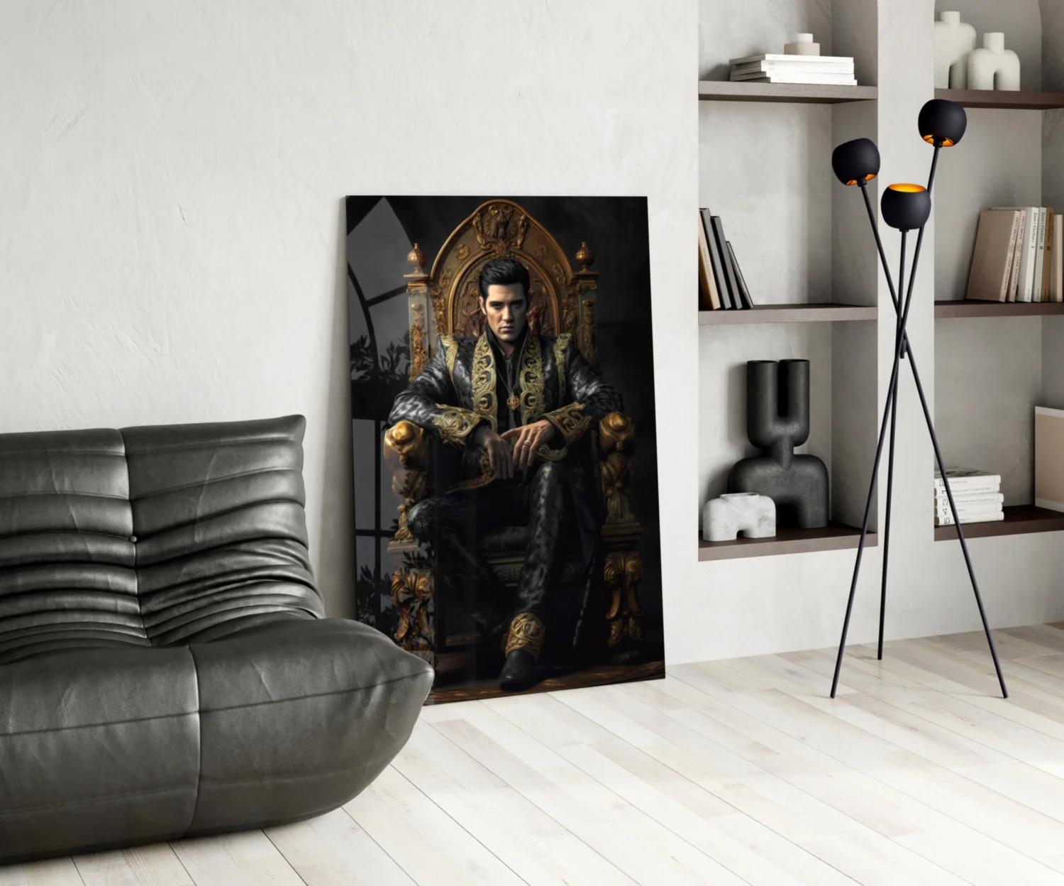 Elvis Presley in the Throne Glass Wall Art || Designer's Collection - Image 5