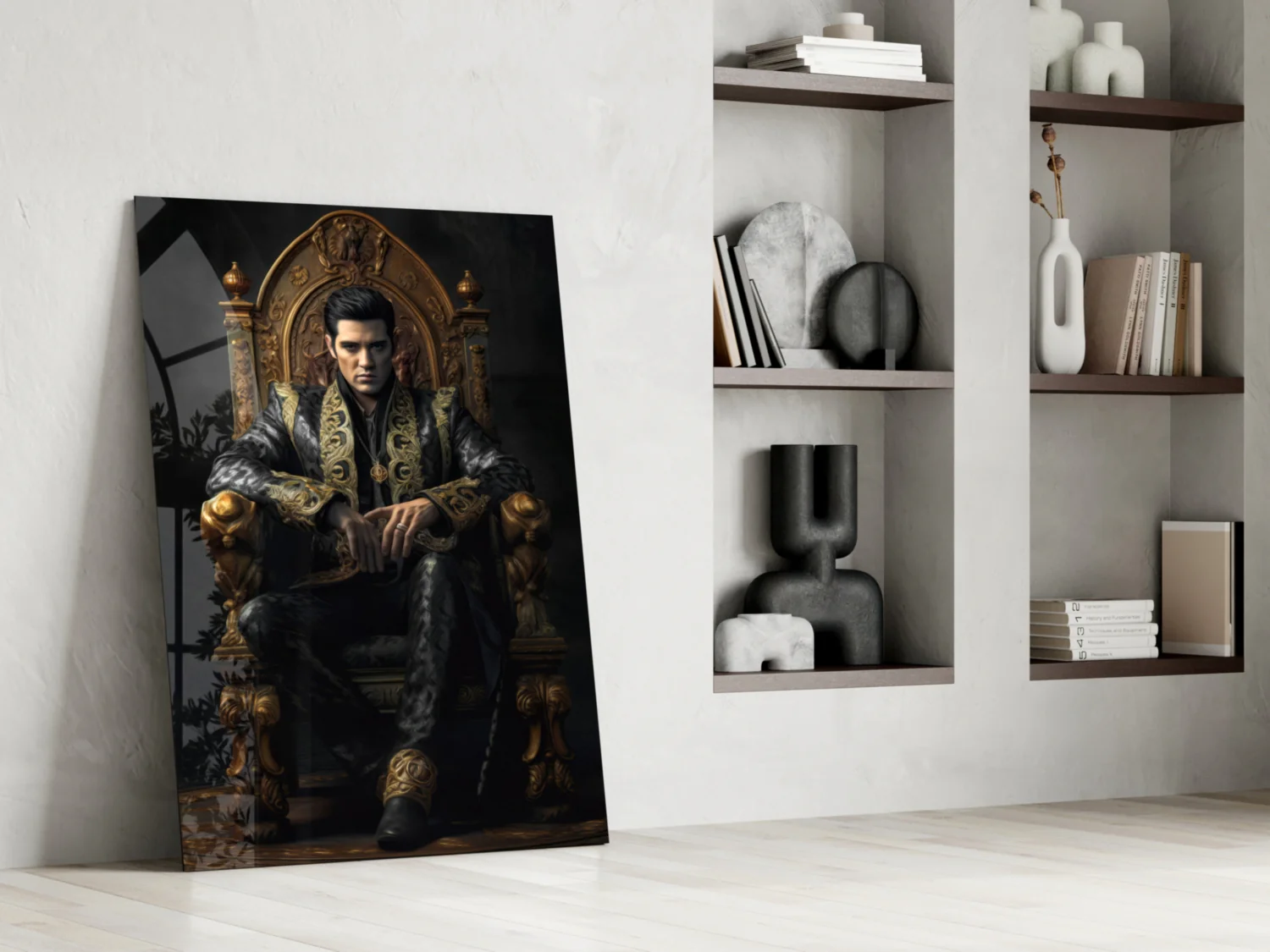 Elvis Presley in the Throne Glass Wall Art || Designer's Collection - Image 6