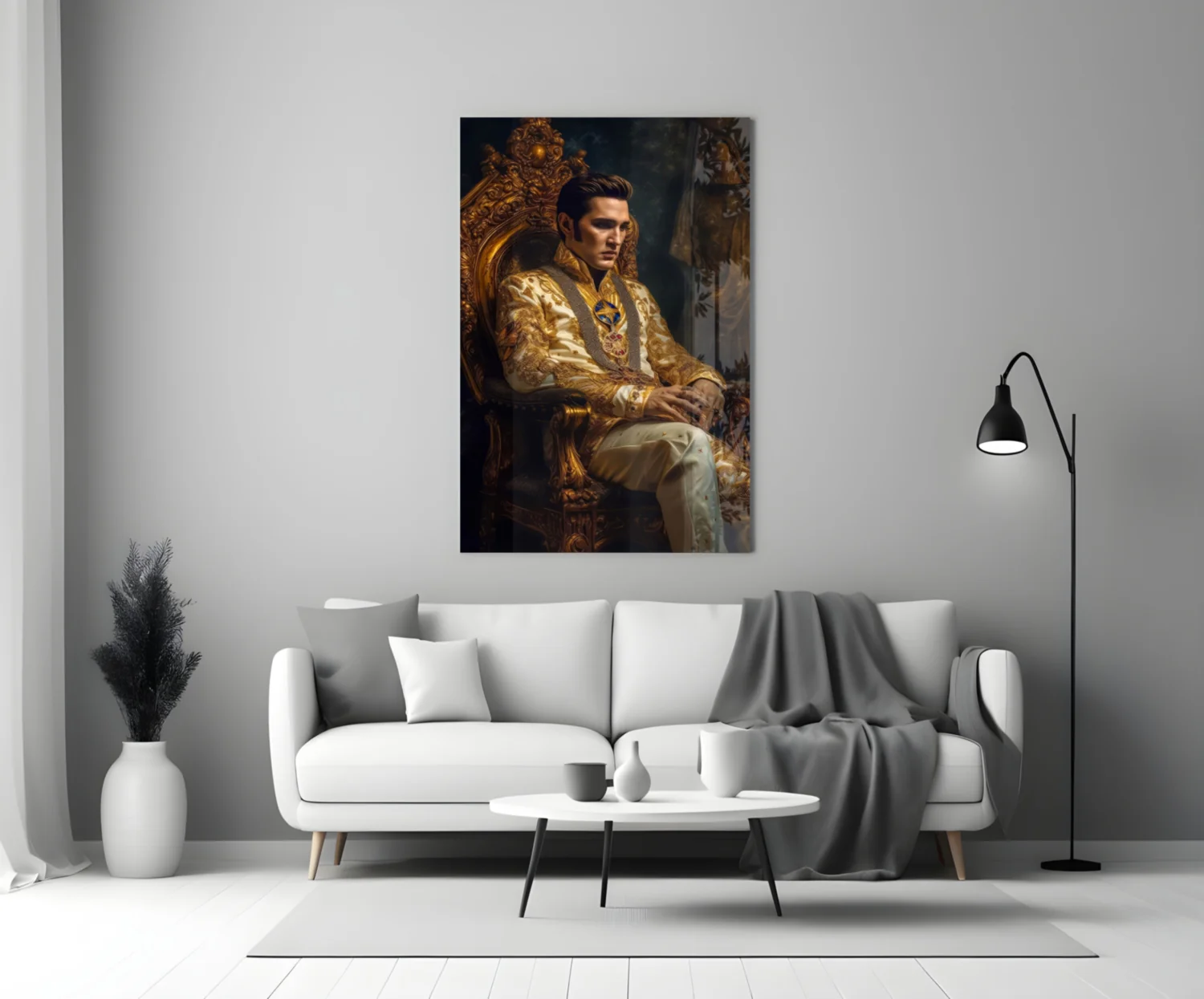Elvis Presley in the Throne Glass Wall Art || Designer's Collection - Image 3