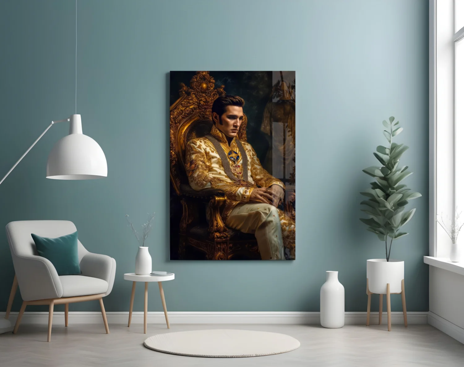 Elvis Presley in the Throne Glass Wall Art || Designer's Collection - Image 4