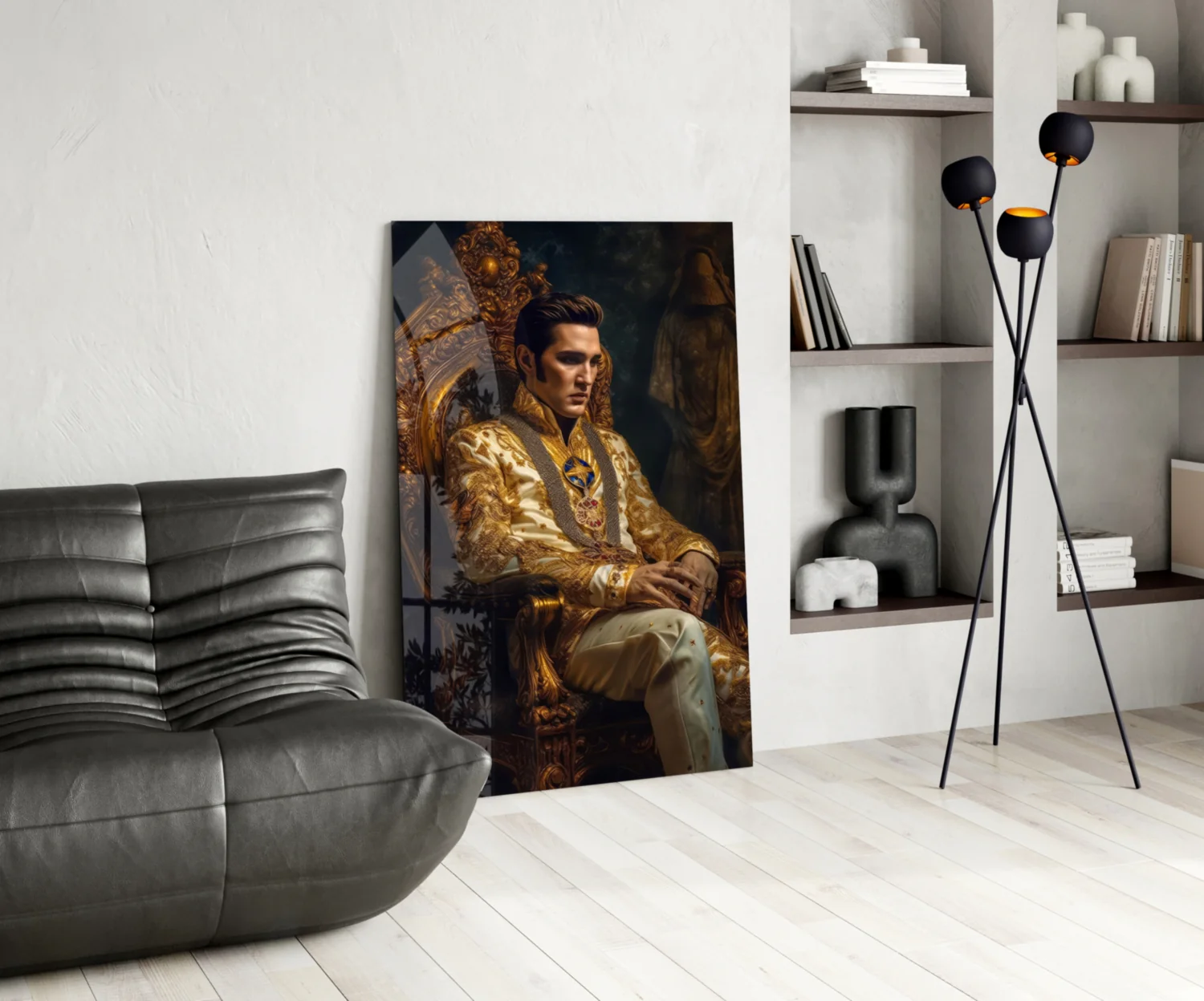 Elvis Presley in the Throne Glass Wall Art || Designer's Collection - Image 5