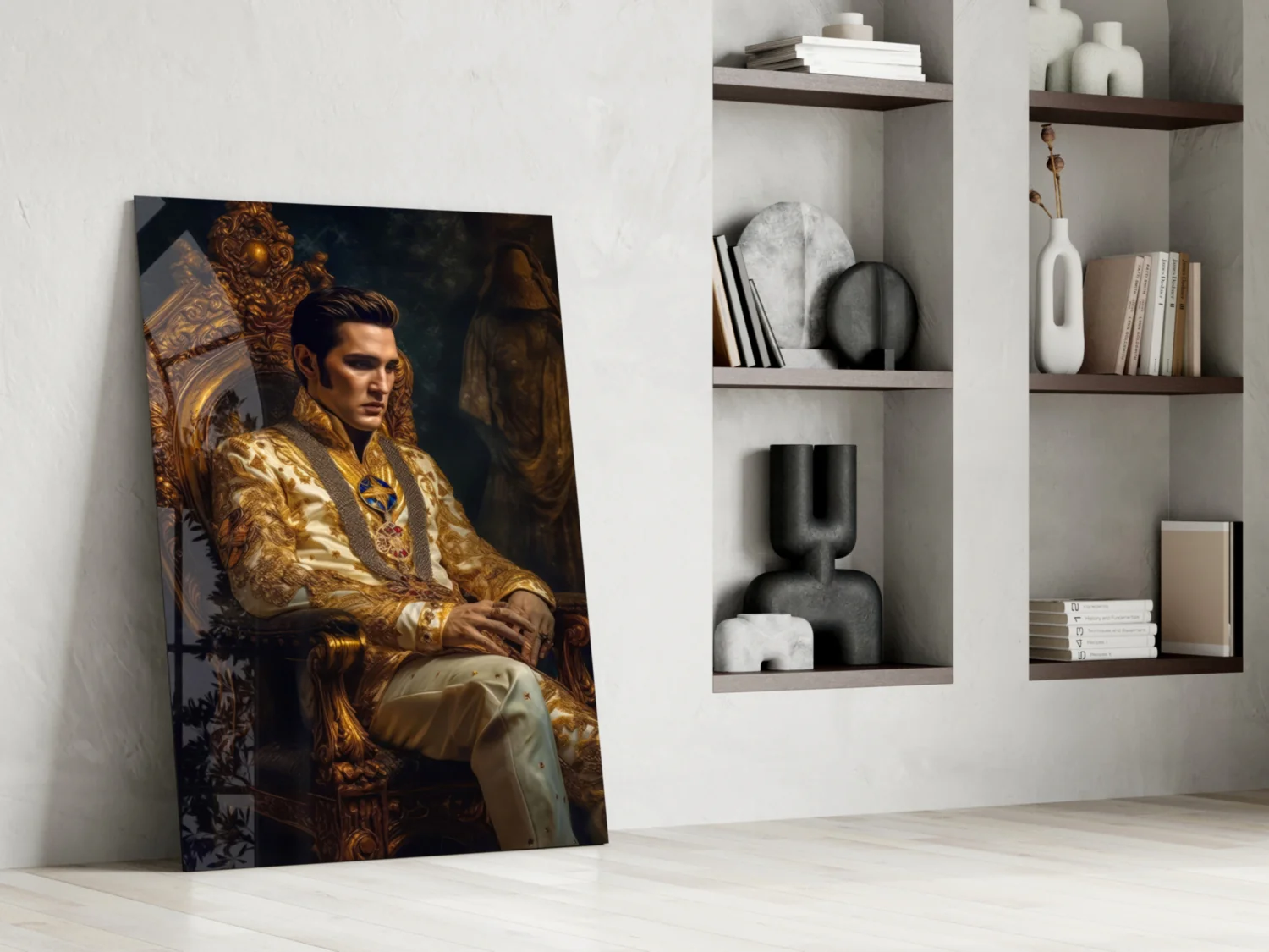 Elvis Presley in the Throne Glass Wall Art || Designer's Collection - Image 6