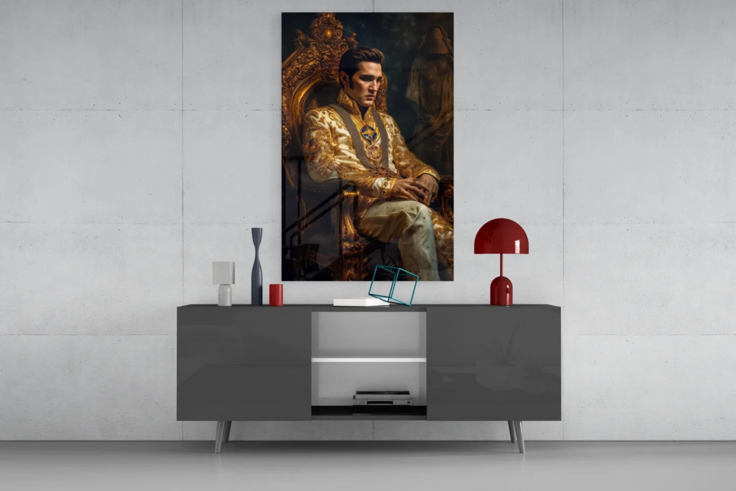 Elvis Presley in the Throne Glass Wall Art || Designer's Collection - Image 8