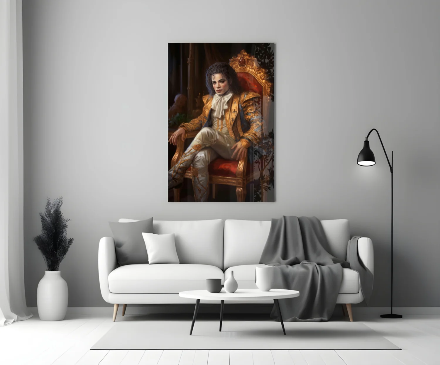 Michael Jackson in the Throne Glass Wall Art || Designer Collection - Image 3