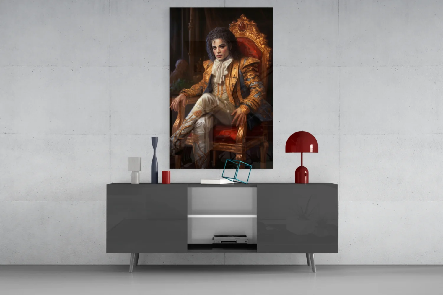 Michael Jackson in the Throne Glass Wall Art || Designer Collection - Image 8