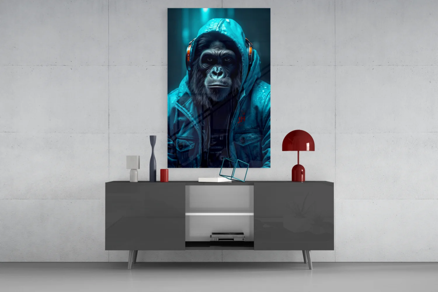 Music and the Ape  Glass Wall Art || Designer Collection - Image 8