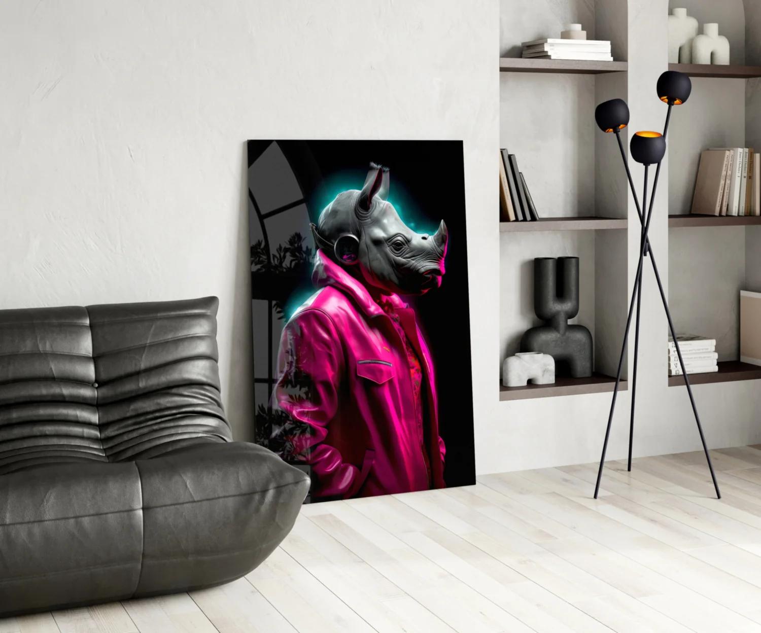 Rhino in Style Glass Wall Art || Designer Collection - Image 5