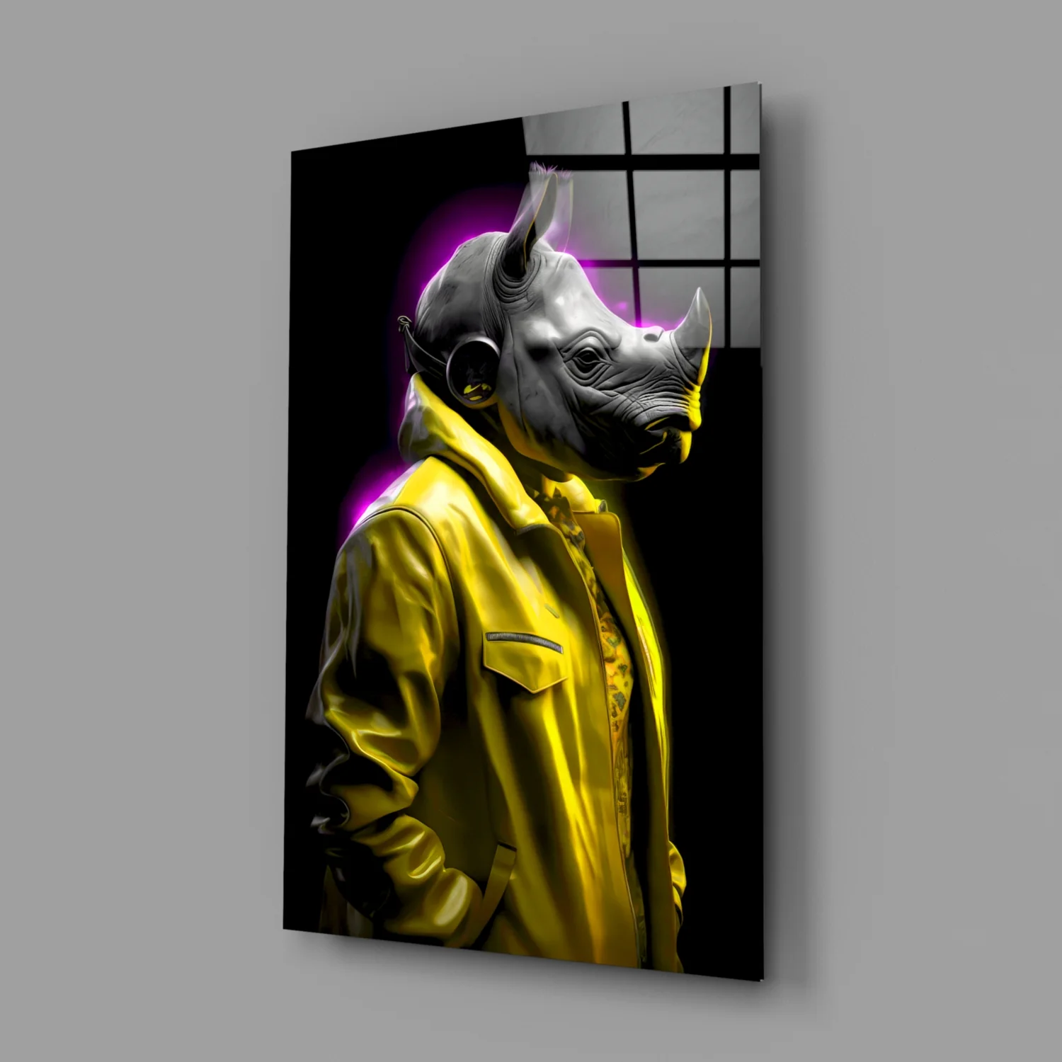 Rhino in Style Glass Wall Art || Designer Collection - Image 2
