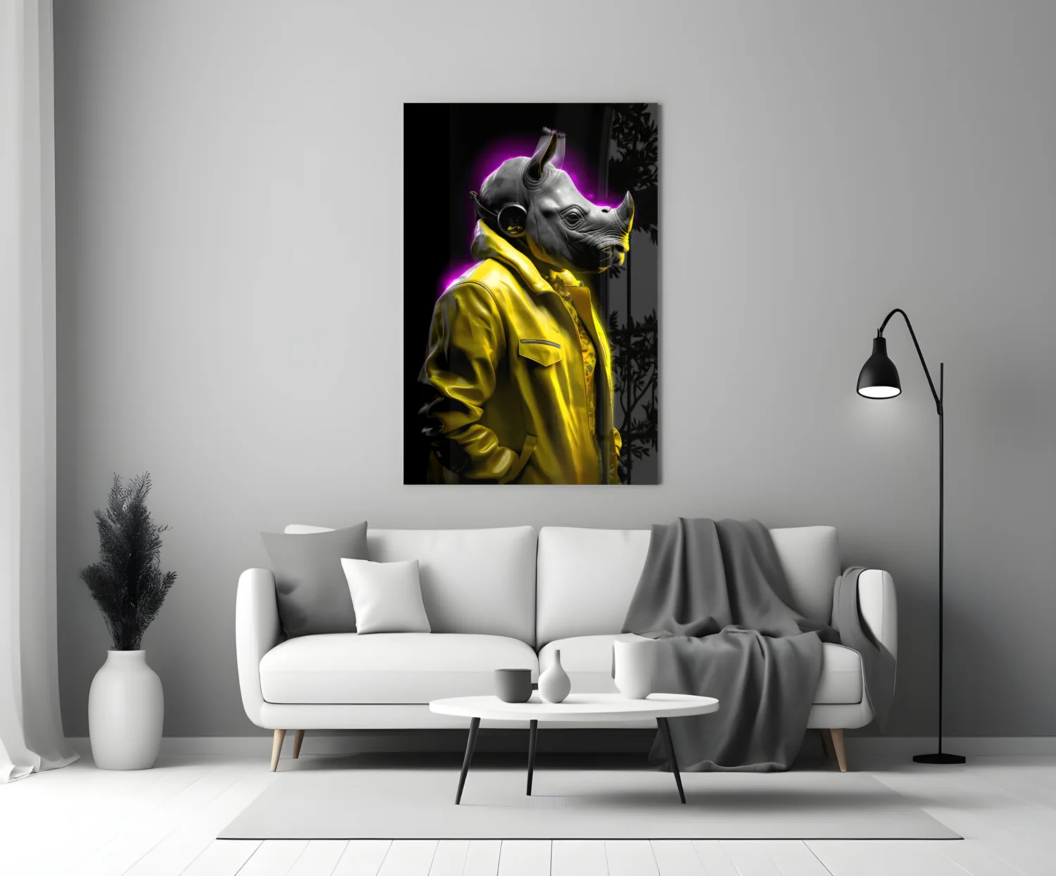 Rhino in Style Glass Wall Art || Designer Collection - Image 3