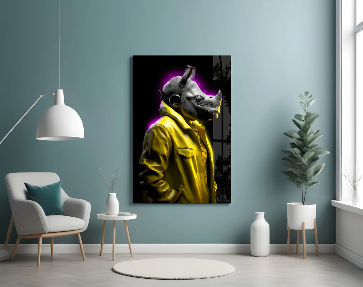 Rhino in Style Glass Wall Art || Designer Collection - Image 4