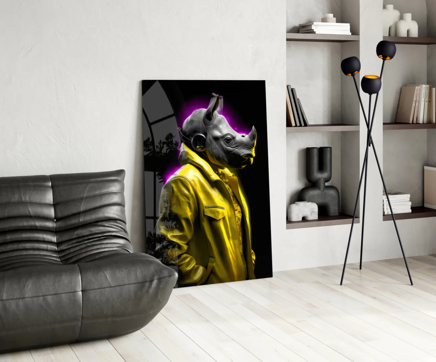 Rhino in Style Glass Wall Art || Designer Collection - Image 5