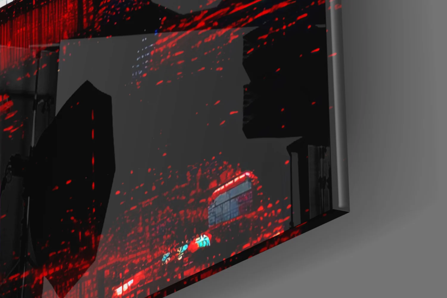 Vintage Red Coupe Glitch Glass Wall Art - Image 7