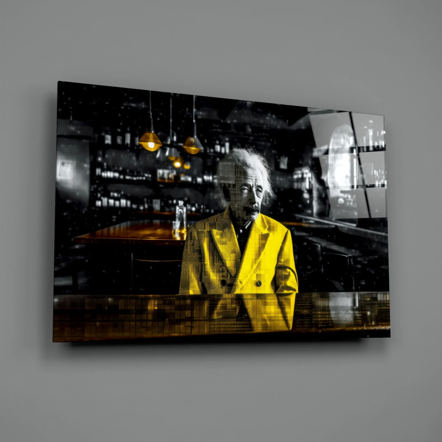 Einstein in the Bar Glass Wall Art || Designers Collection - Image 2