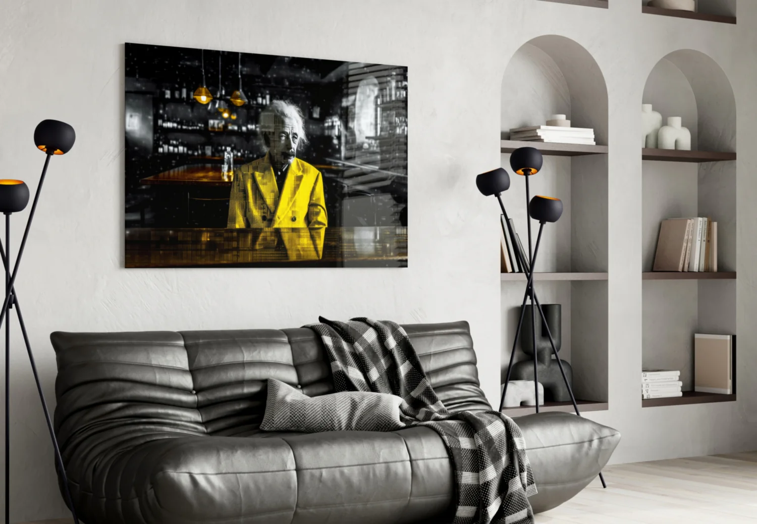 Einstein in the Bar Glass Wall Art || Designers Collection - Image 4