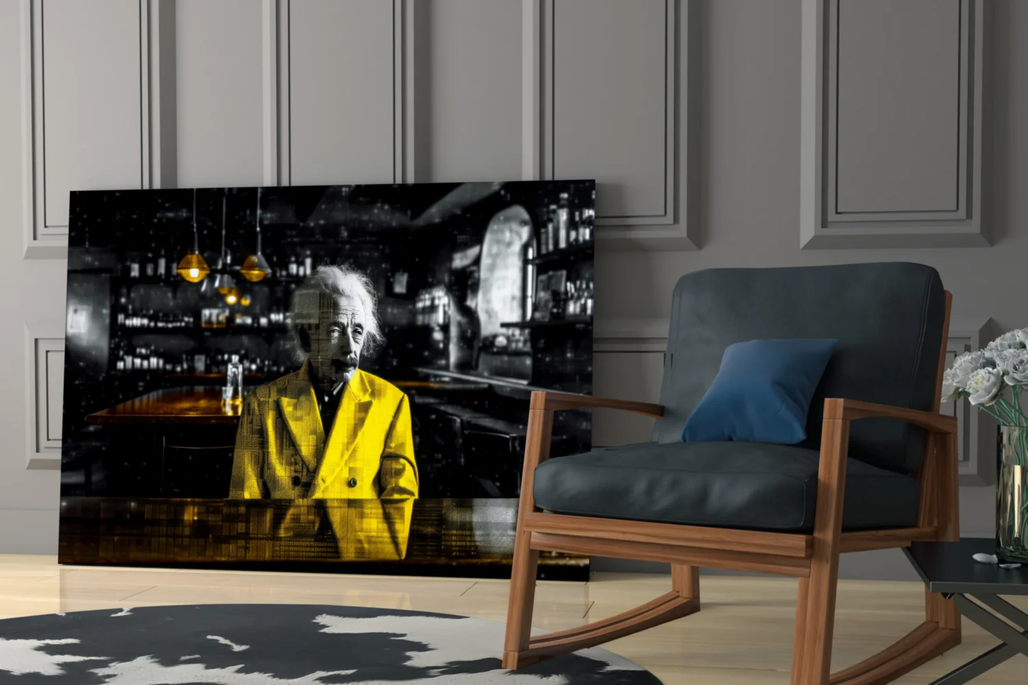 Einstein in the Bar Glass Wall Art || Designers Collection - Image 6