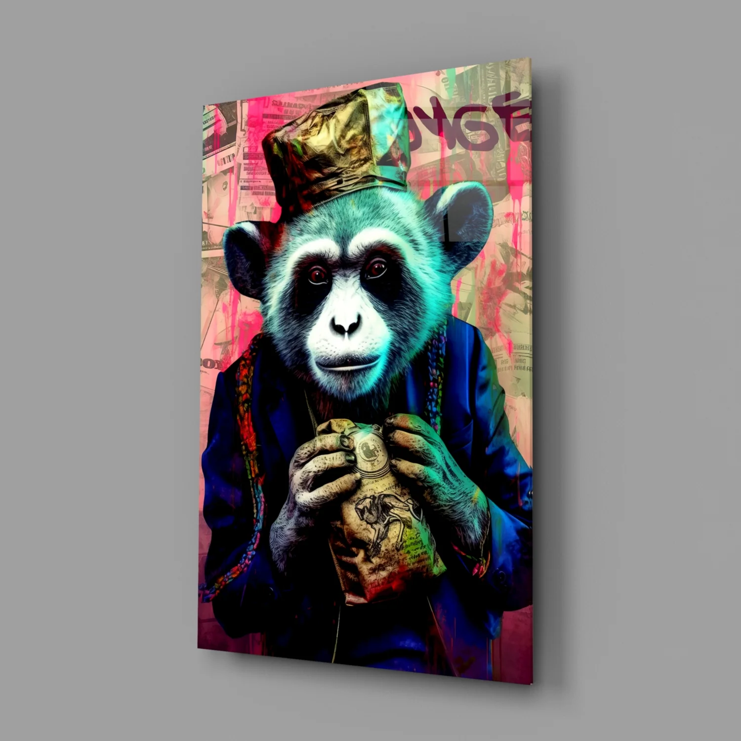 Monkey the Worker Glass Wall Art || Designer Collection - Image 2