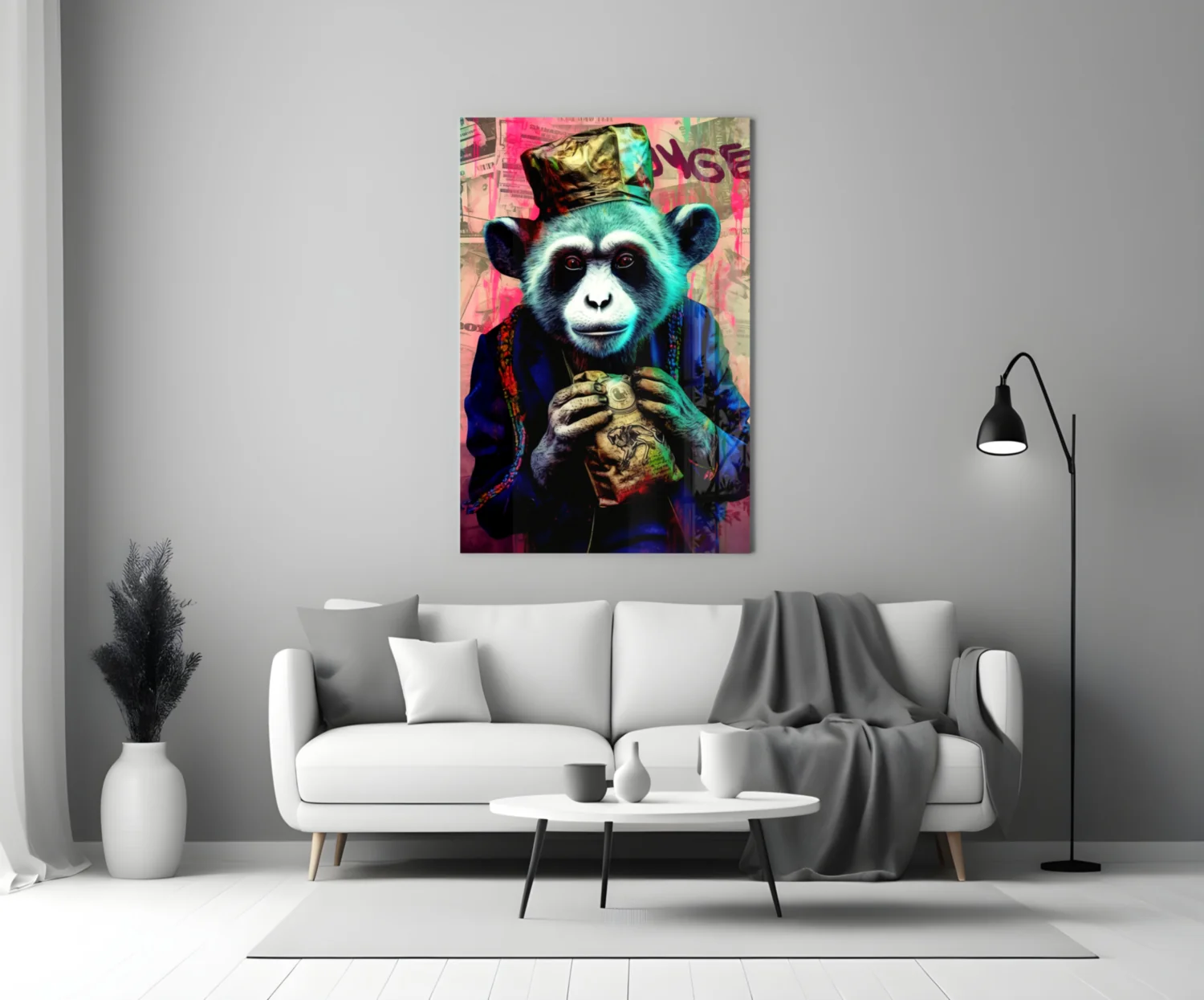 Monkey the Worker Glass Wall Art || Designer Collection - Image 3